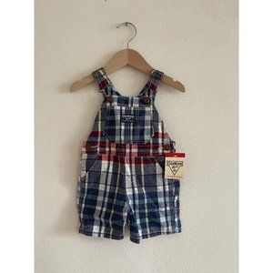 Brand New NWT Oshkosh Plaid Shorts Overalls Toddler Boys size 12 Months